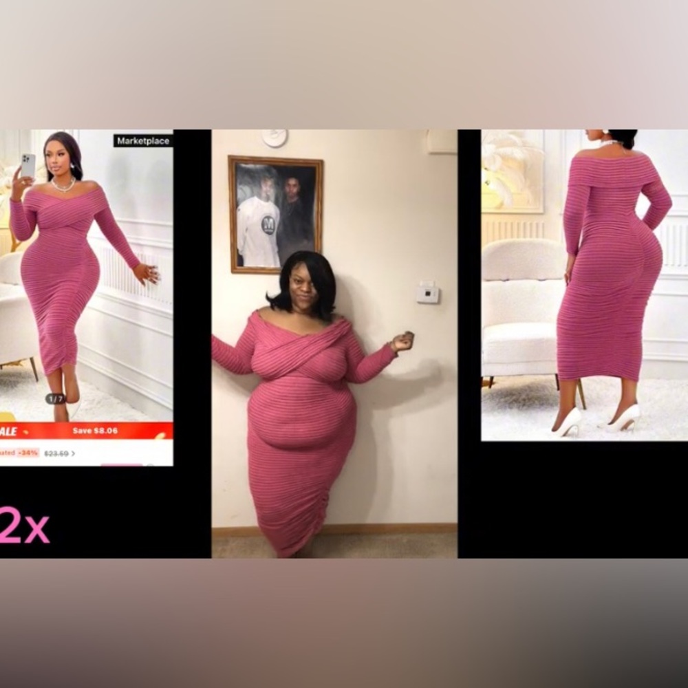 Pink ribbed dress size 3x